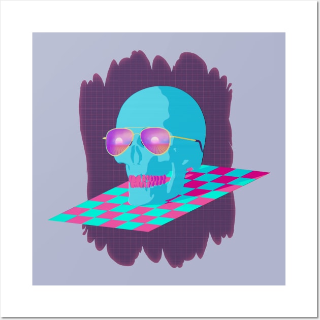 Vaporwave Skull Wall Art by AxiomDesign